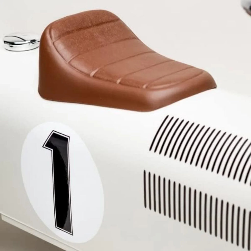 Off White Metal Ride On Car Toy