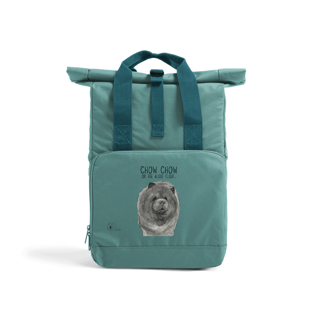 Blue Chow Chow Aloof Floof Roll Top Backpack