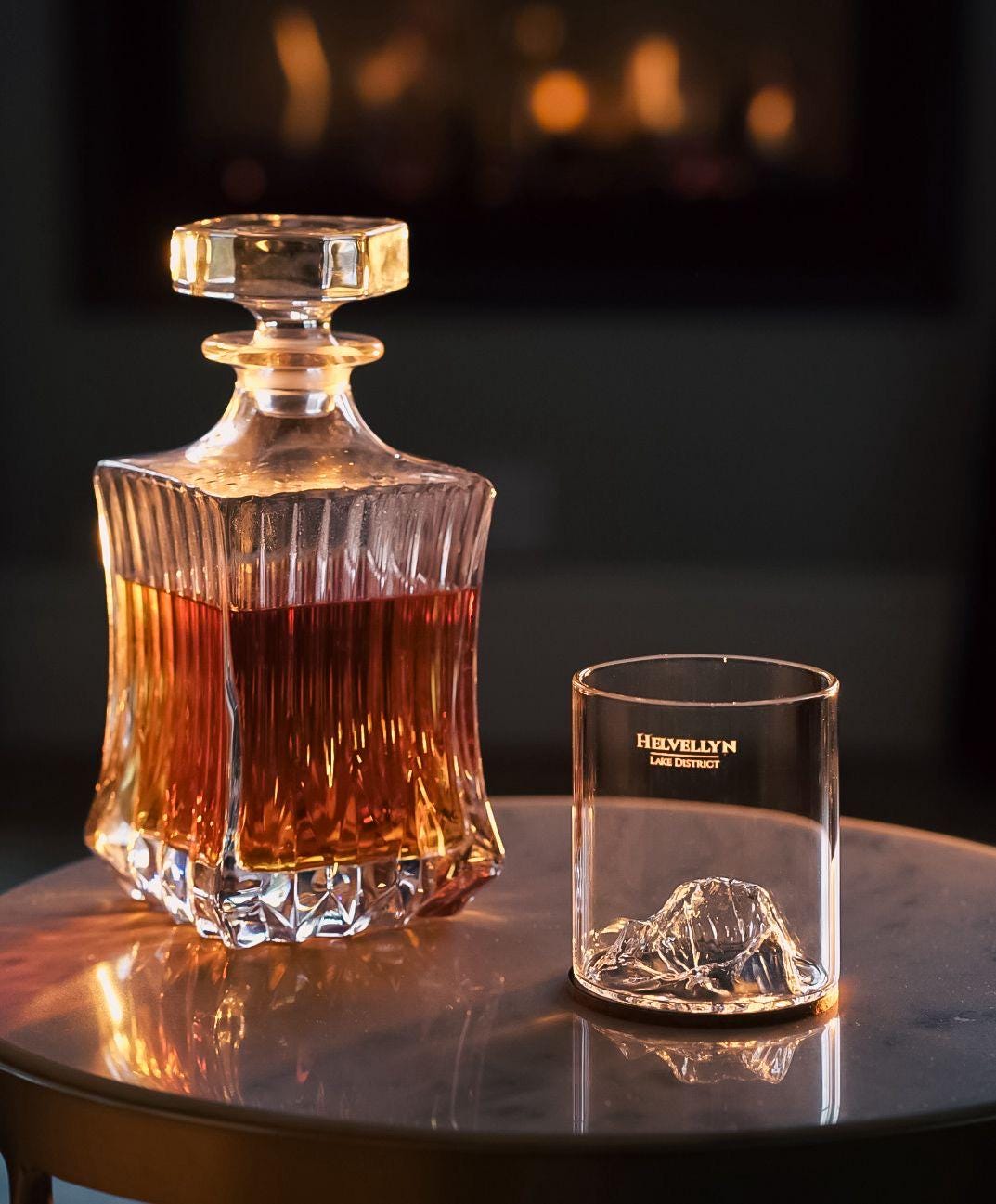 Helvellyn Glass Tumbler and Coaster Set Lake District Mountain Gift