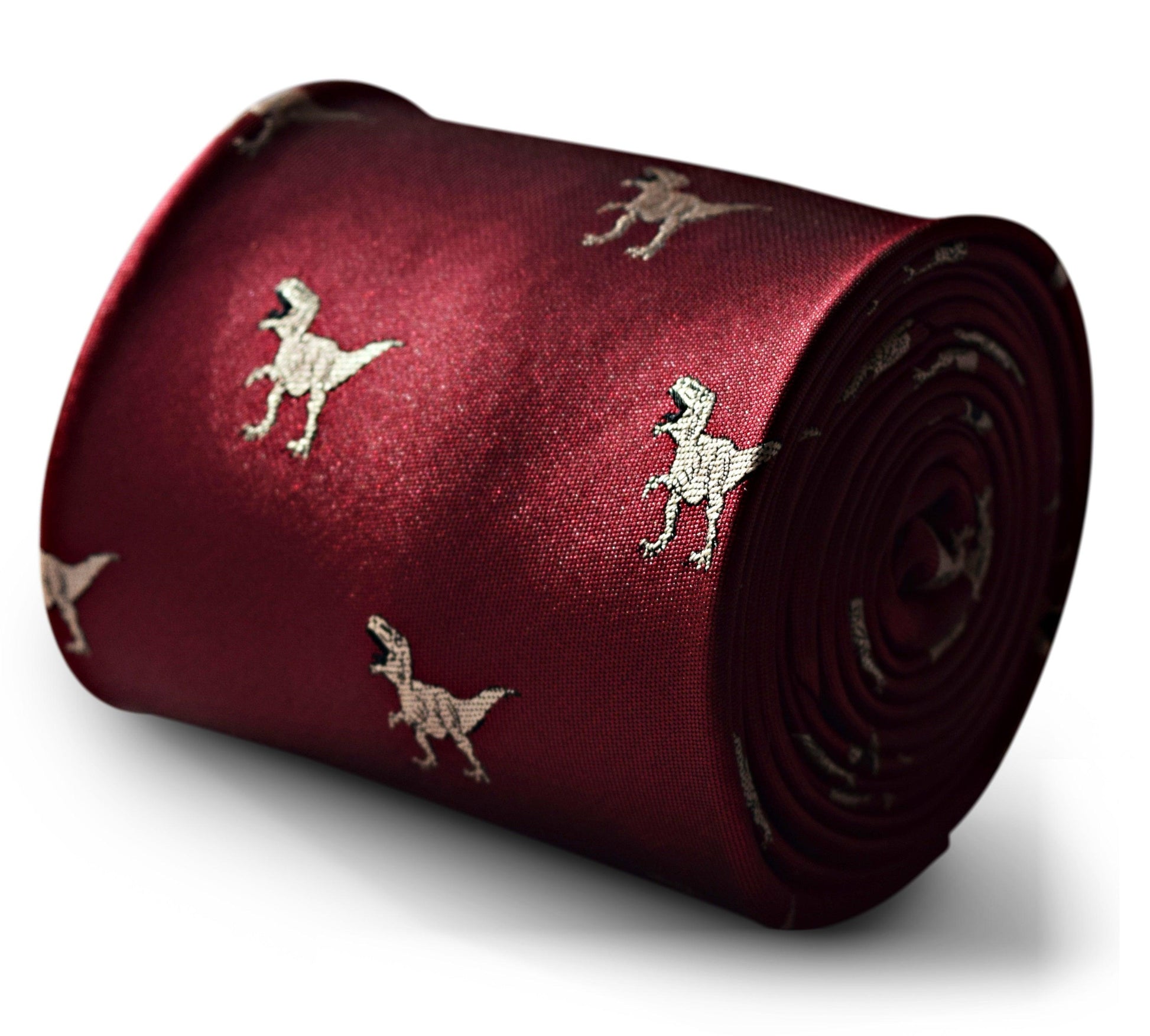 Maroon Tie with T-Rex Dinosaur Print