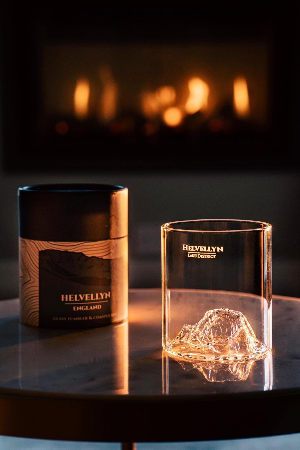 Helvellyn Glass Tumbler and Coaster Set Lake District Mountain Gift