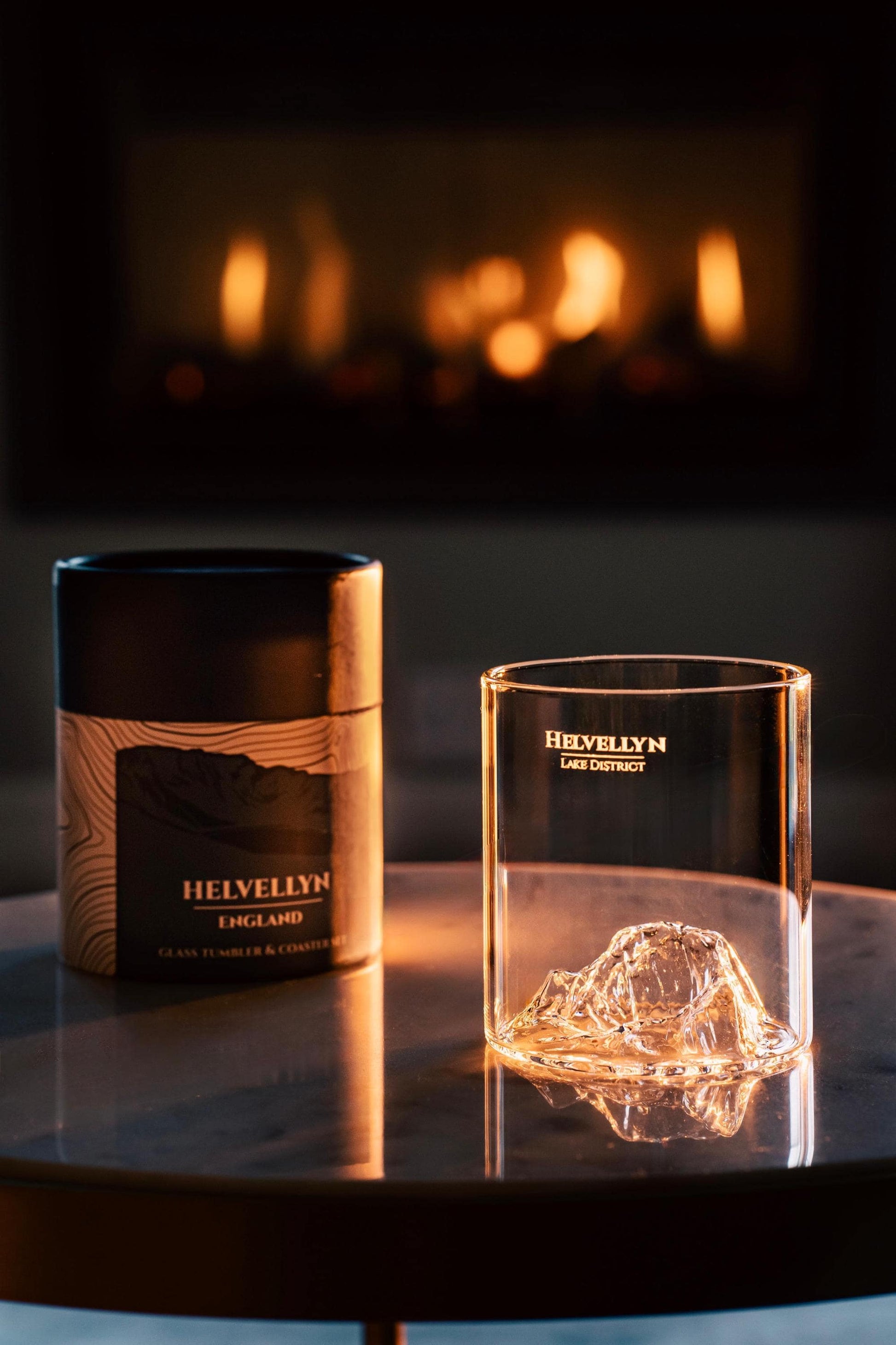 Helvellyn Glass Tumbler and Coaster Set Lake District Mountain Gift