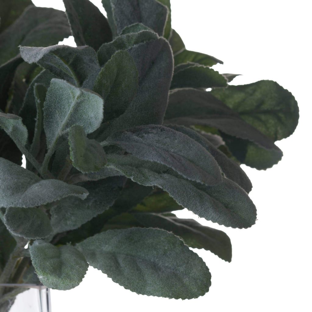 Lifelike sage green artificial foliage stem with velvety leaves for home decor, 35cm tall, bendable wire stems by sostter at brixbailey.com