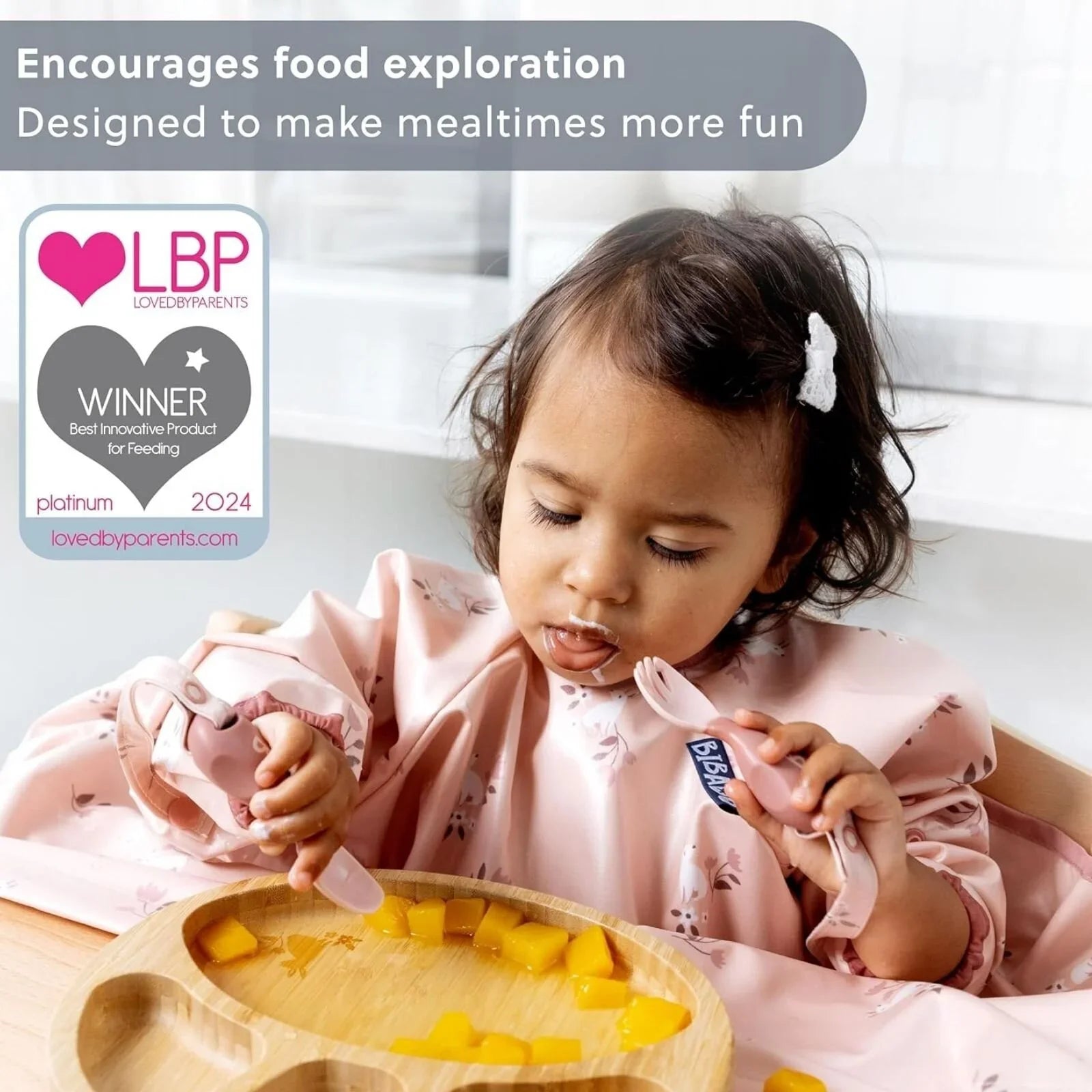 Attachable Weaning Cutlery Set for 6 Plus Months Pack of 2 Fawn