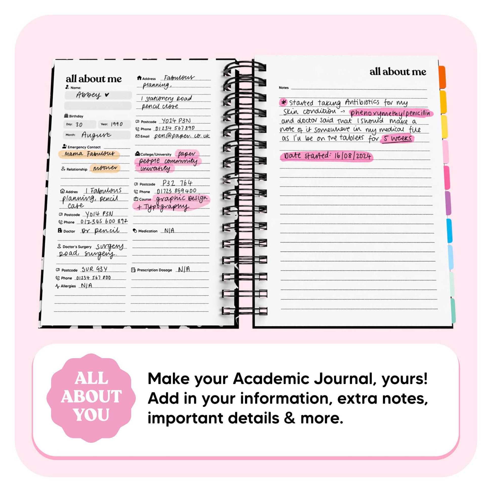 Undated Academic Spiral Journal A5