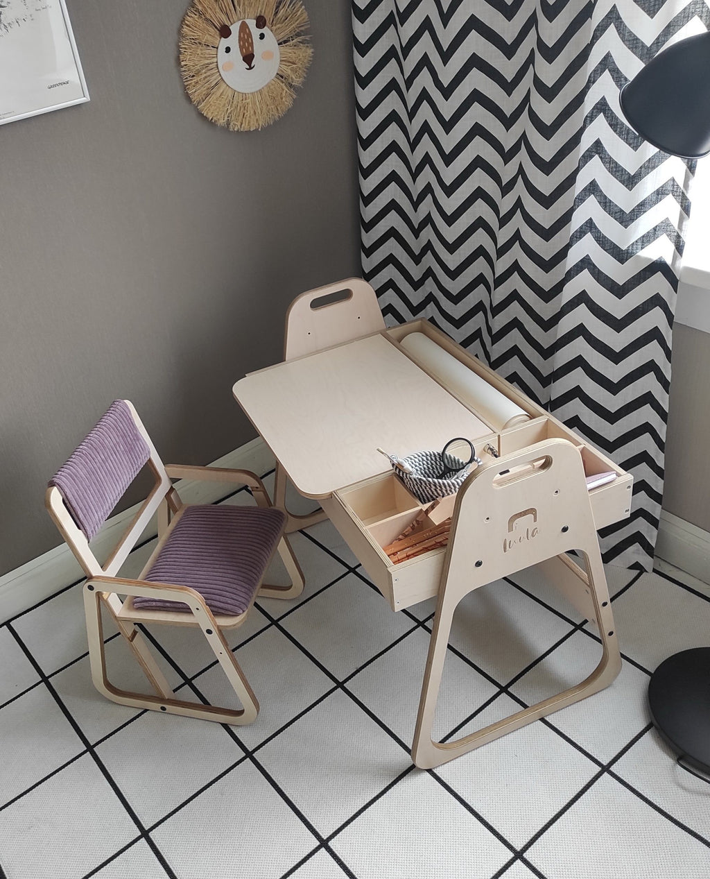 soft cannon pink kids chair with plush velvet seat and natural wood frame in a cozy nursery setting