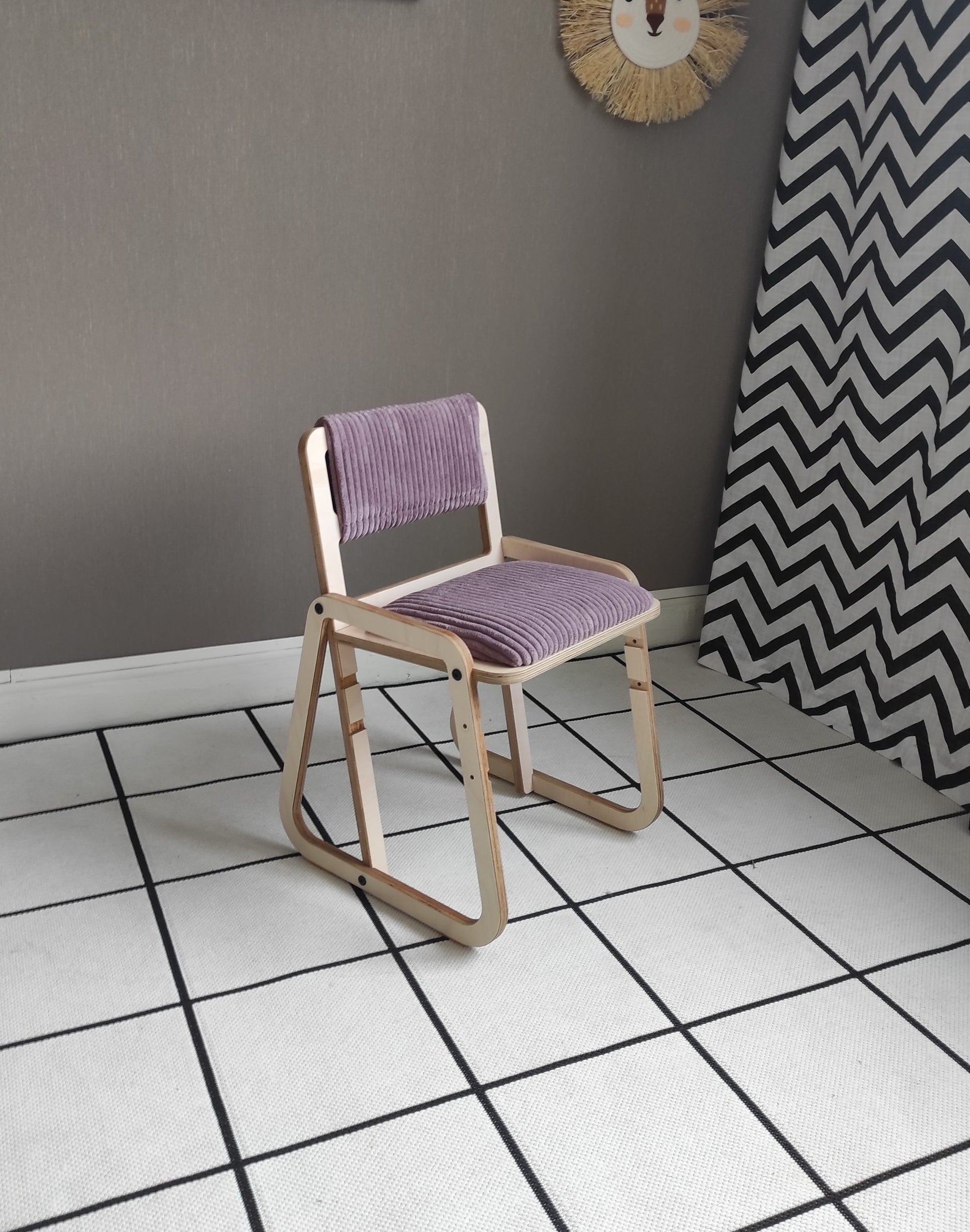 modern cannon pink kids chair with soft velvet upholstery and natural wood legs