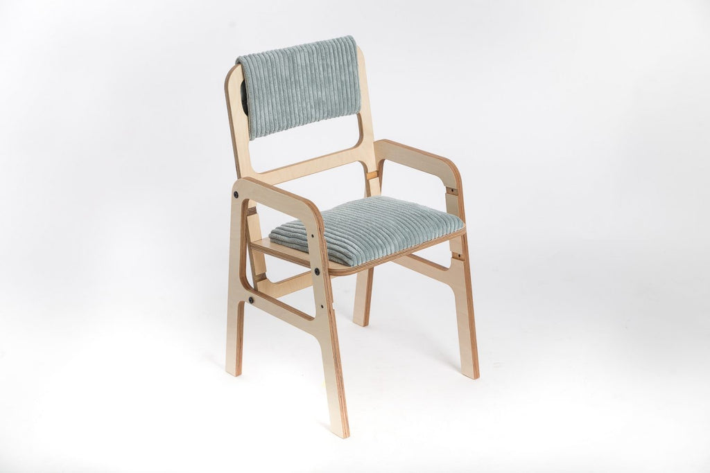 mint green ergonomic kids chair with adjustable seat height and natural birch plywood frame