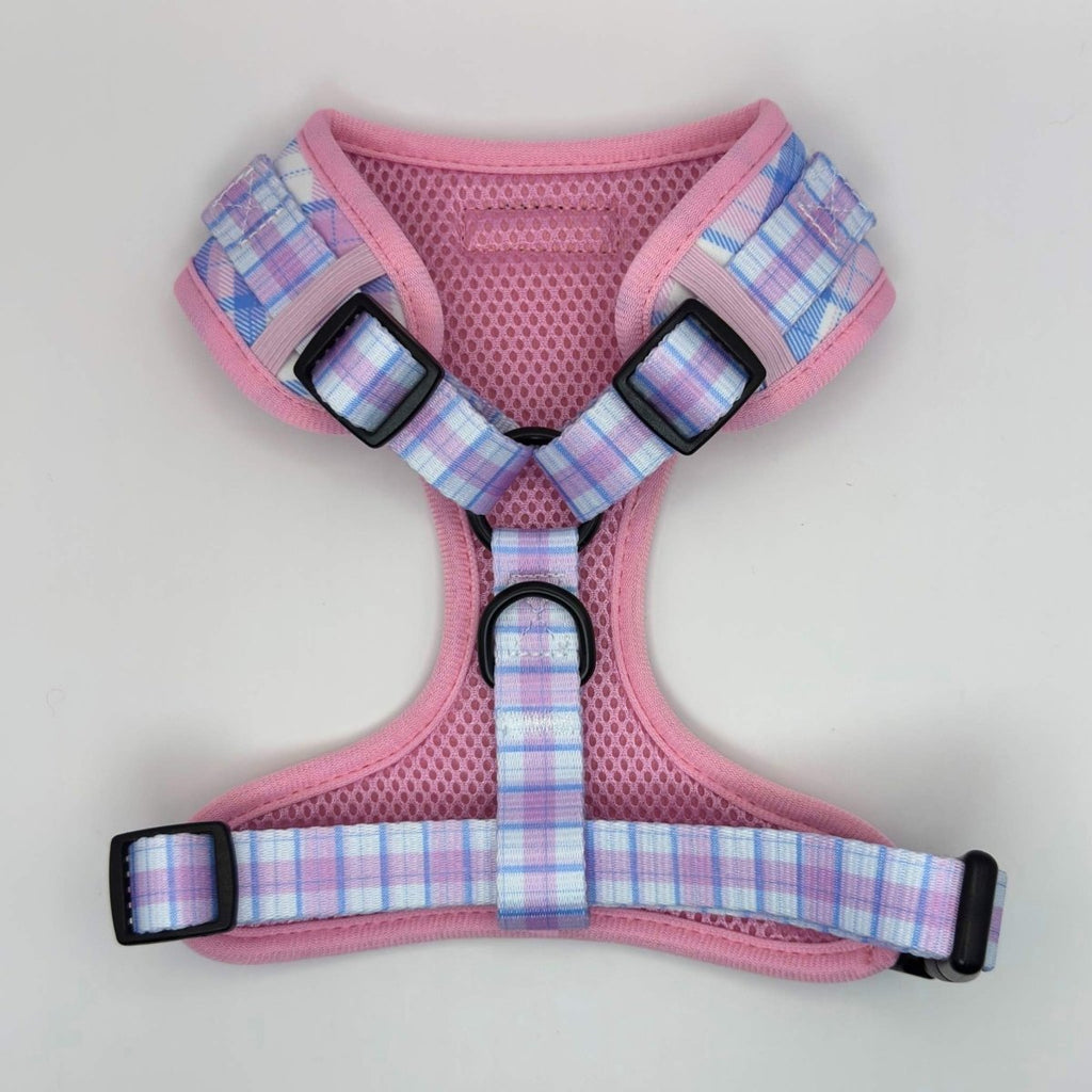 Pink Tartan Adjustable Dog Harness