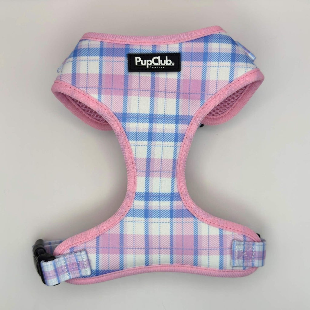 Pink Tartan Adjustable Dog Harness