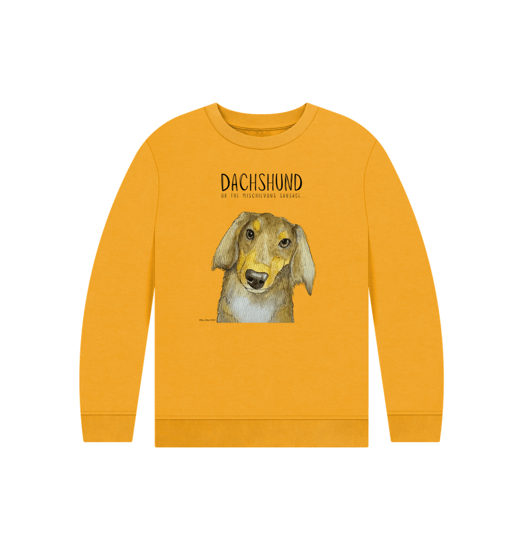 Snuggly Long Haired Sausage Dog Kids Sweatshirt