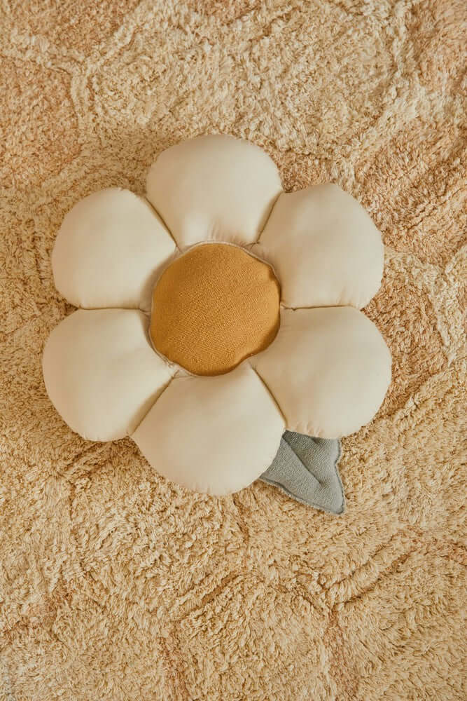 Little Daisy Flower-Shaped Pillow - Handmade, Safe, and Eco-Friendly Cotton Poplin by Lorena Canals at www.brixbailey.com
