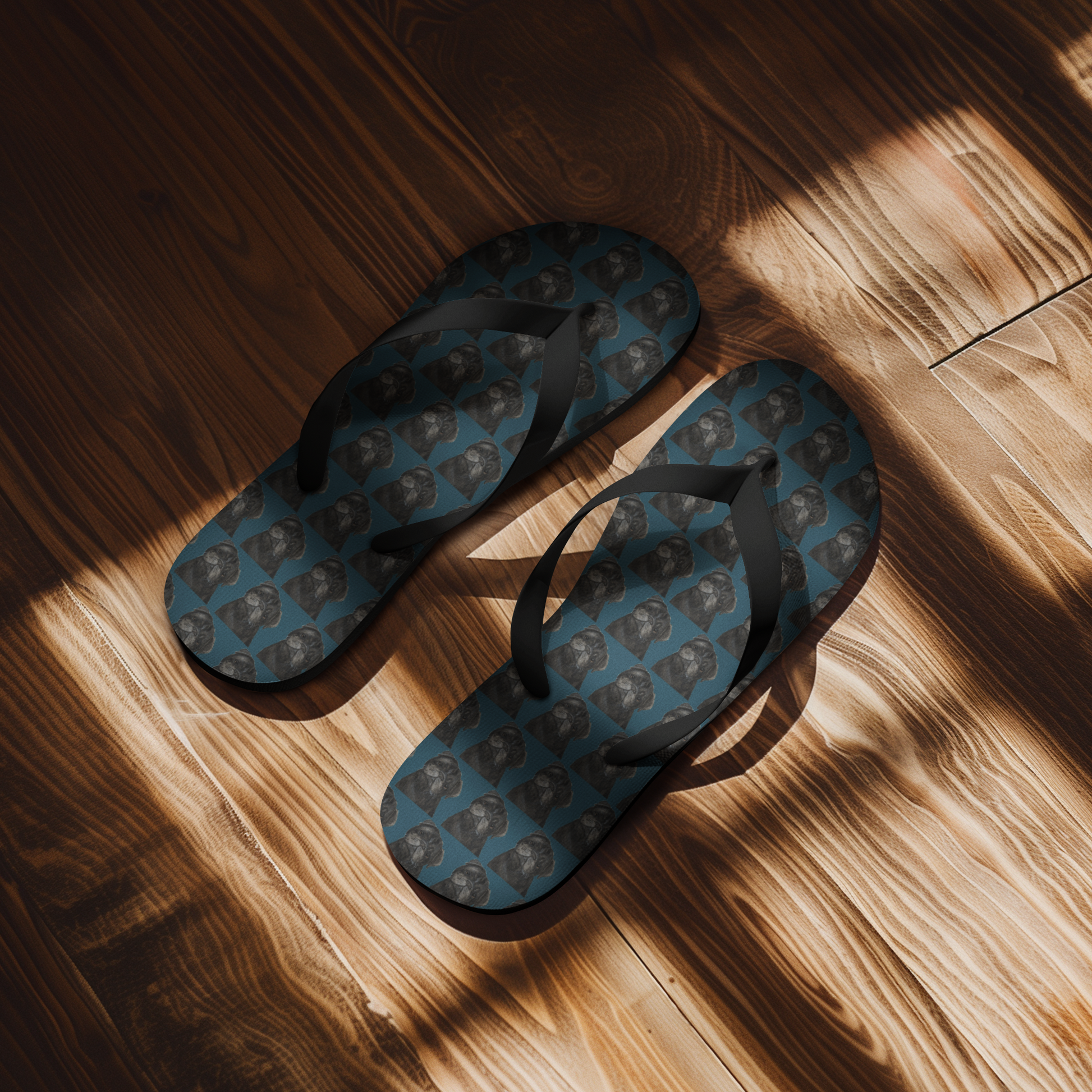 Pug Print Flip Flops for Devoted Dog Lovers