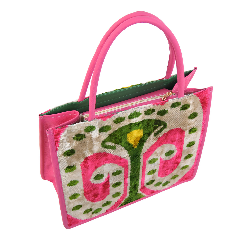 Aishling Women's Large Tote – Luxurious Silk & Leather Bag by Jkel at www.brixbailey.com