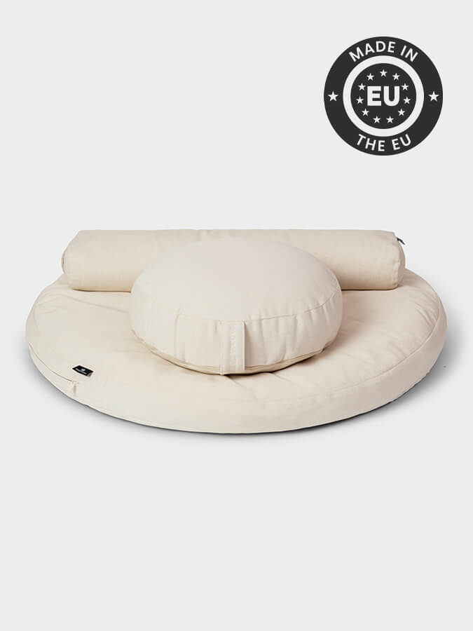 Organic Round Meditation Cushion Kit with Zafu and Bolster