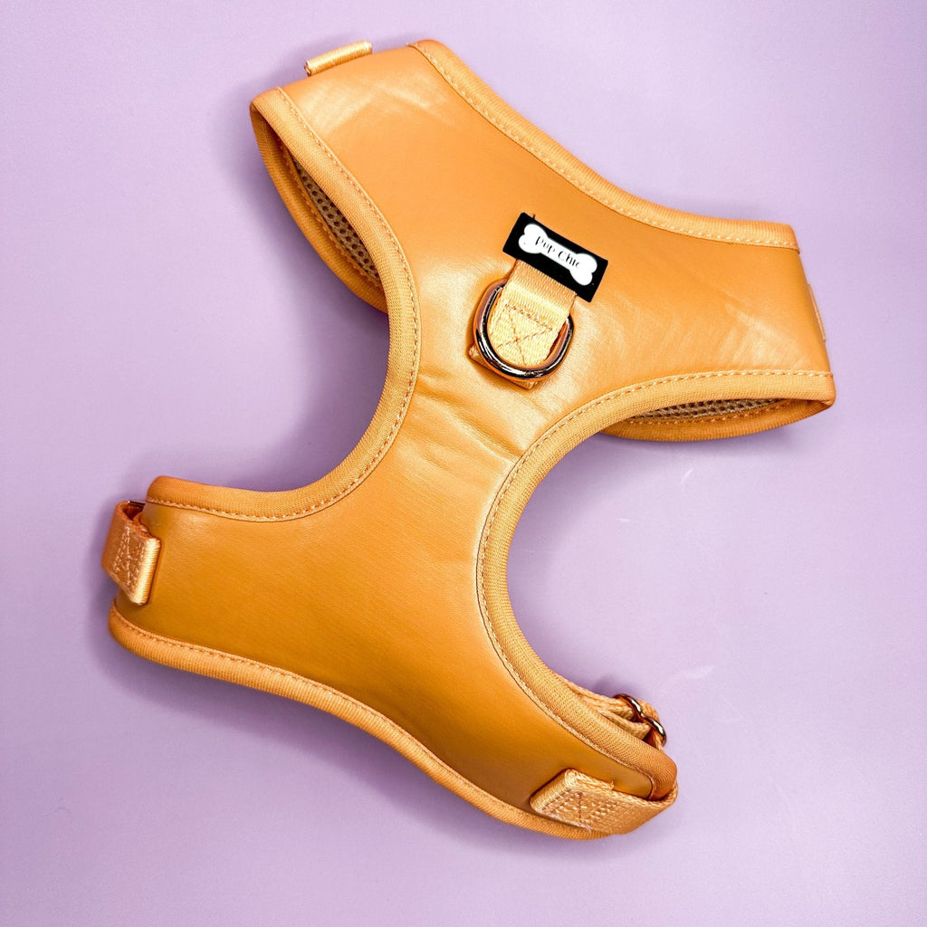Camel Faux Leather Dog Harness Adjustable
