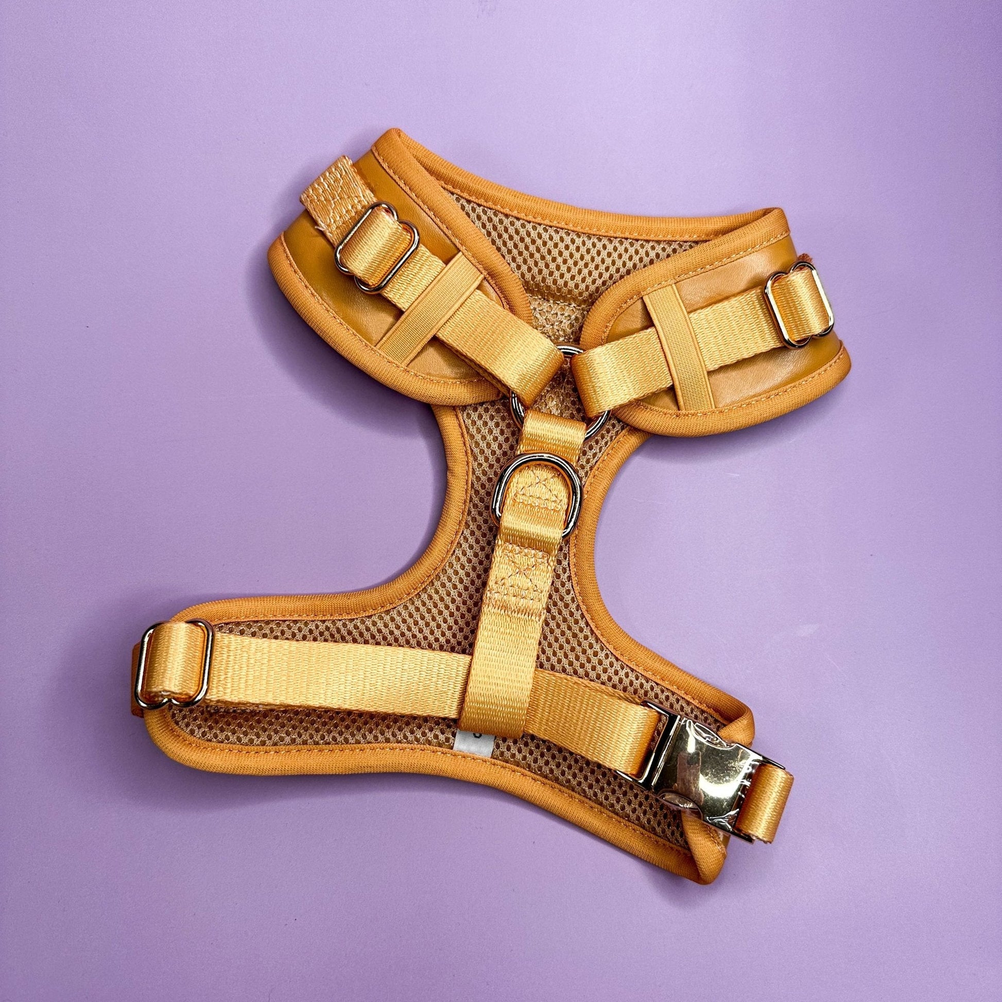 Camel Faux Leather Dog Harness Adjustable
