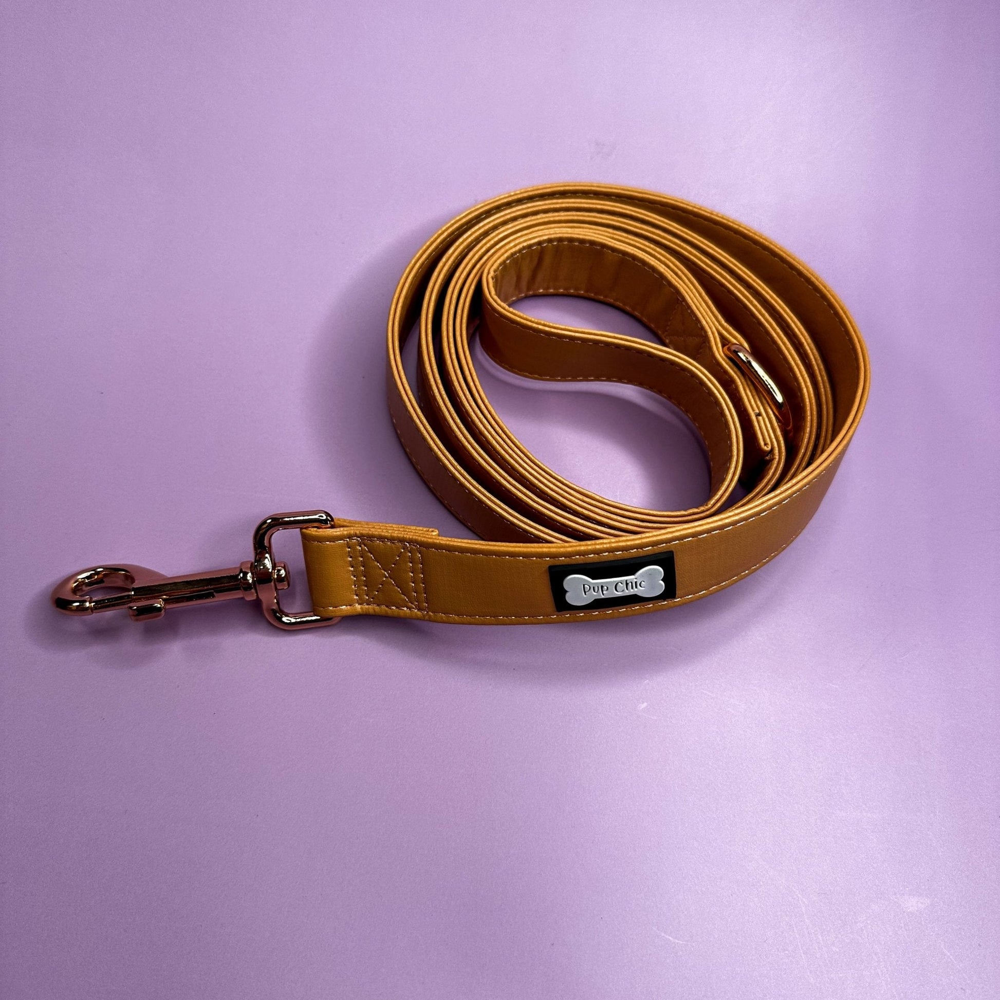 Vegan Leather Dog Lead 5ft in Camel