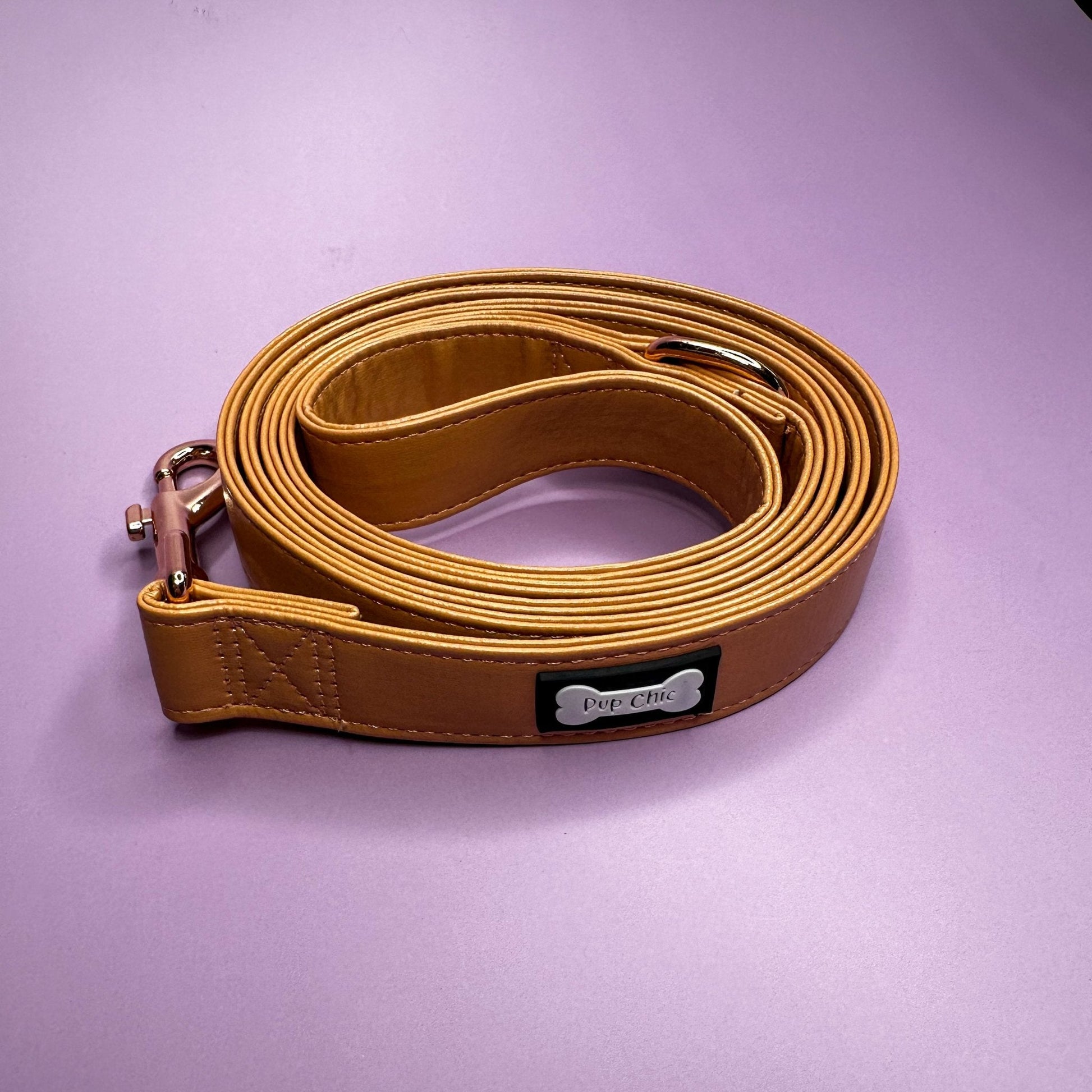 Vegan Leather Dog Lead 5ft in Camel