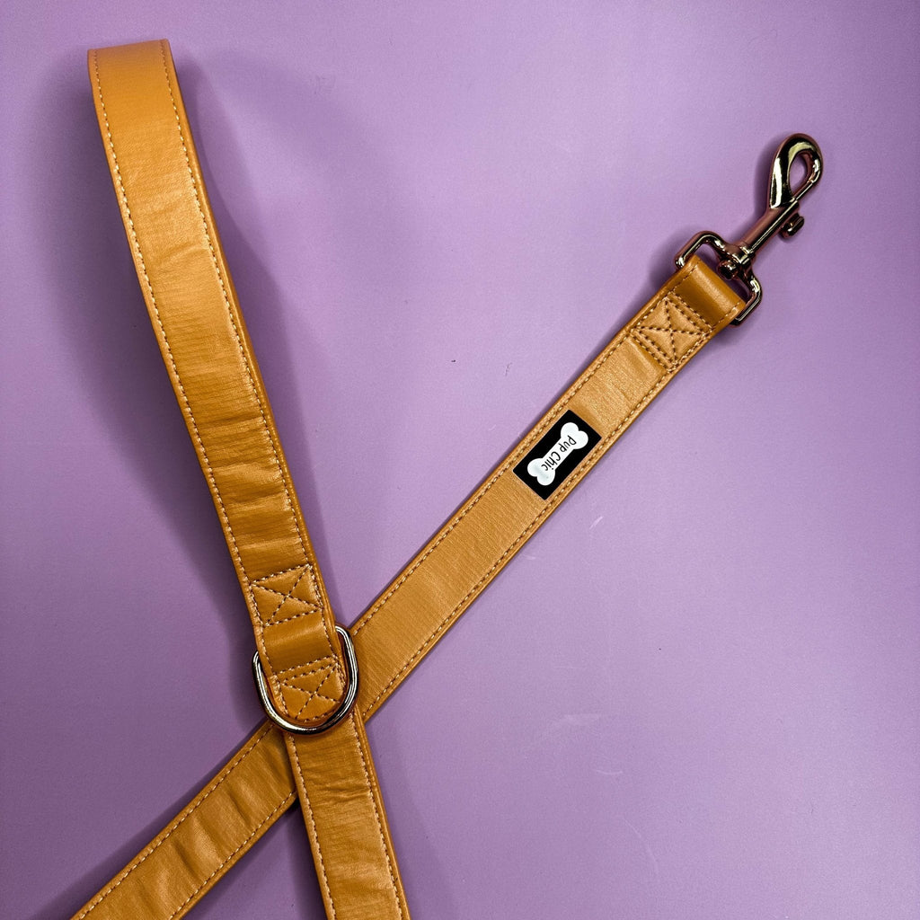 Vegan Leather Dog Lead 5ft in Camel
