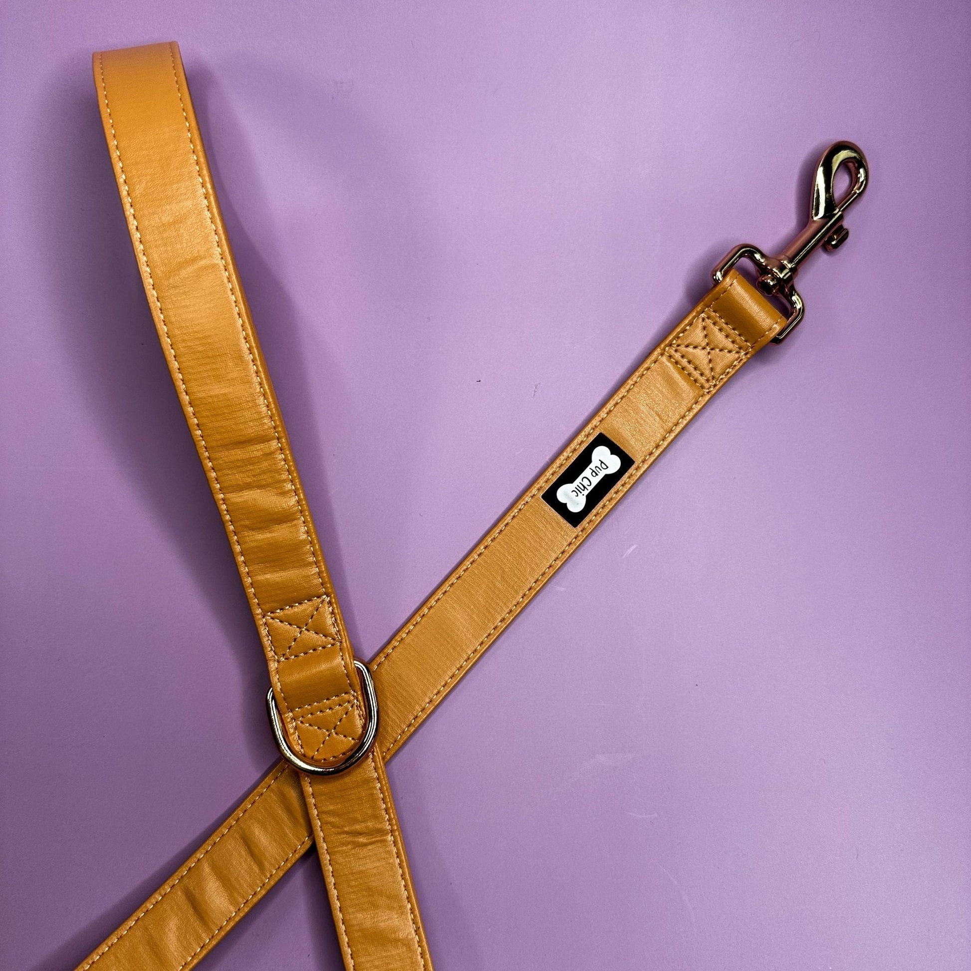 Vegan Leather Dog Lead 5ft in Camel