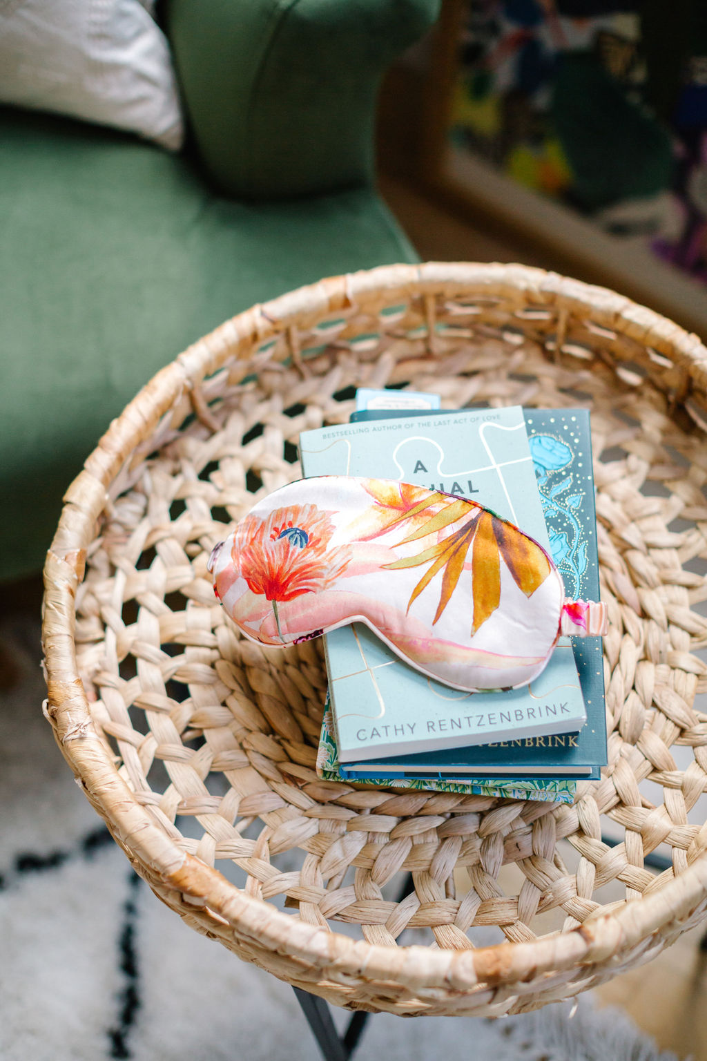 Silk Eye Mask with Tropical Floral Print