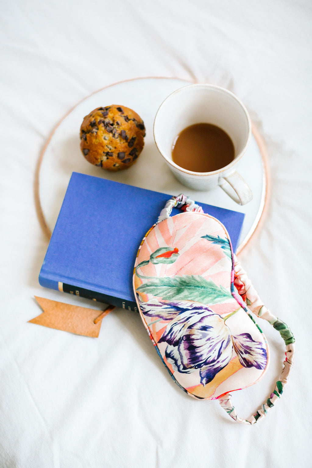Silk Eye Mask with Tropical Floral Print