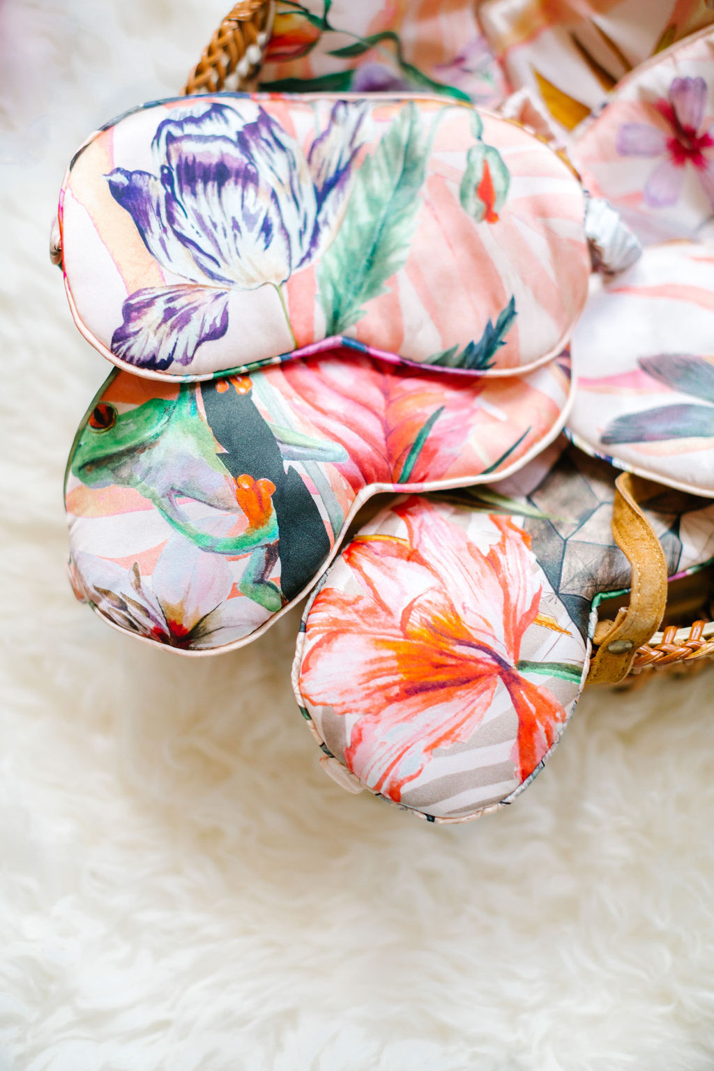 Silk Eye Mask with Tropical Floral Print