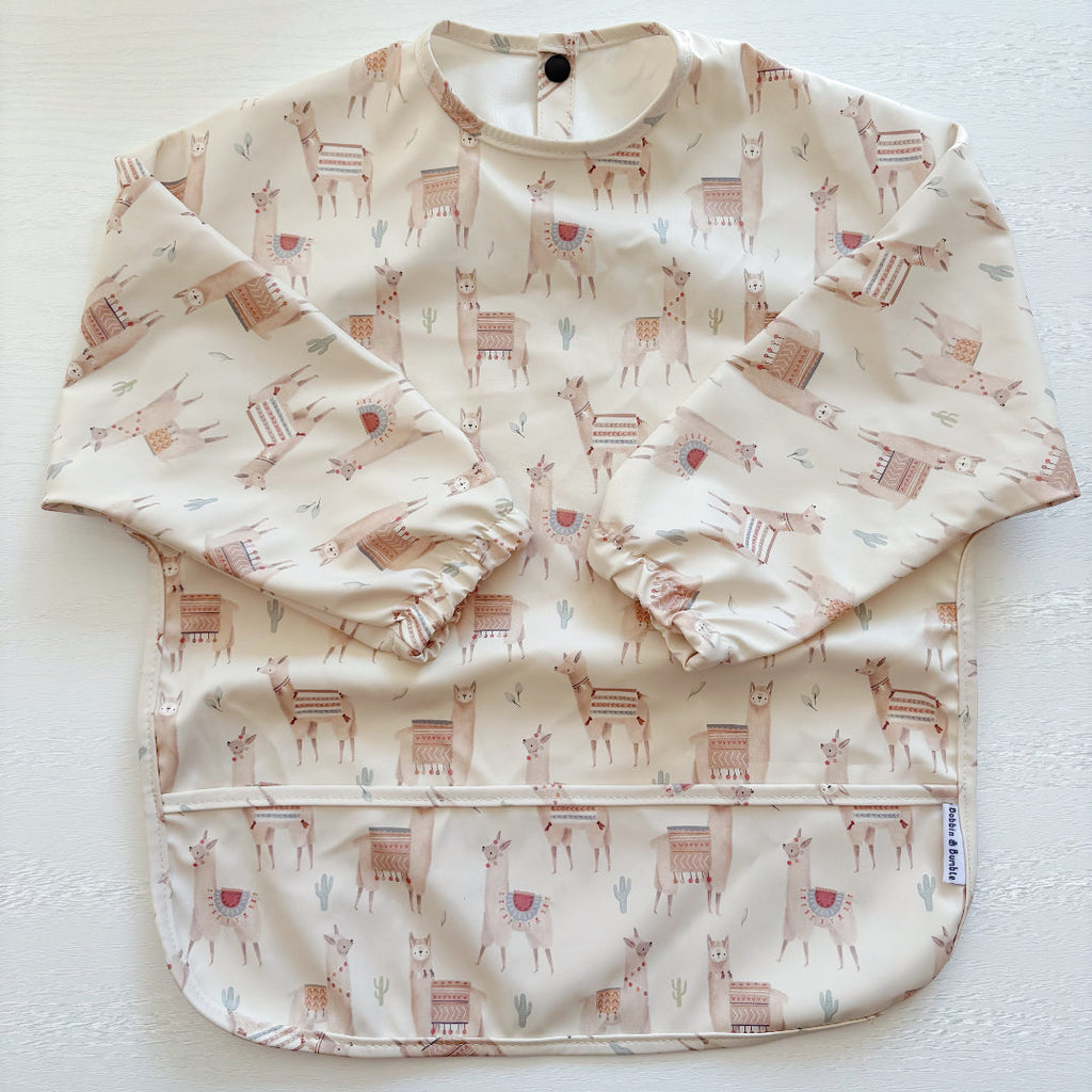 Long Sleeved Baby Bib - Alpacas