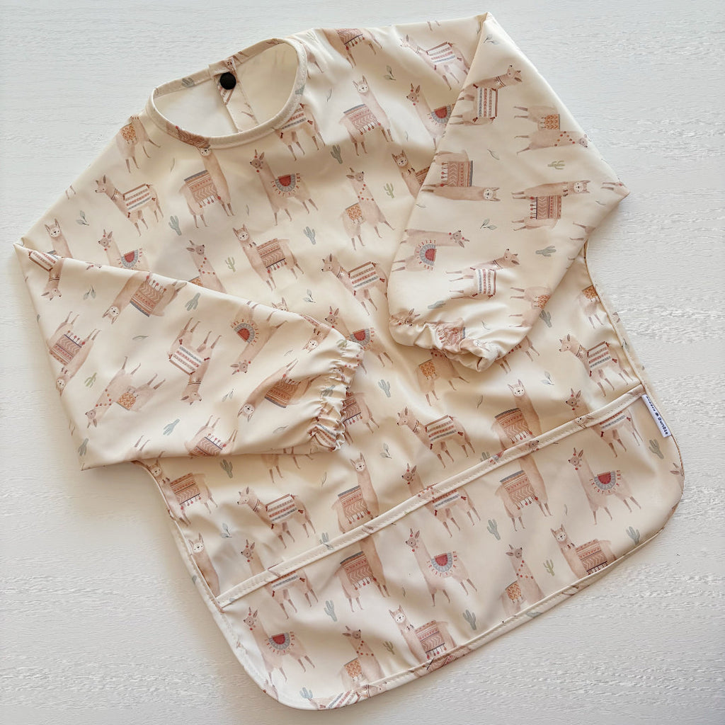Long Sleeved Baby Bib - Alpacas