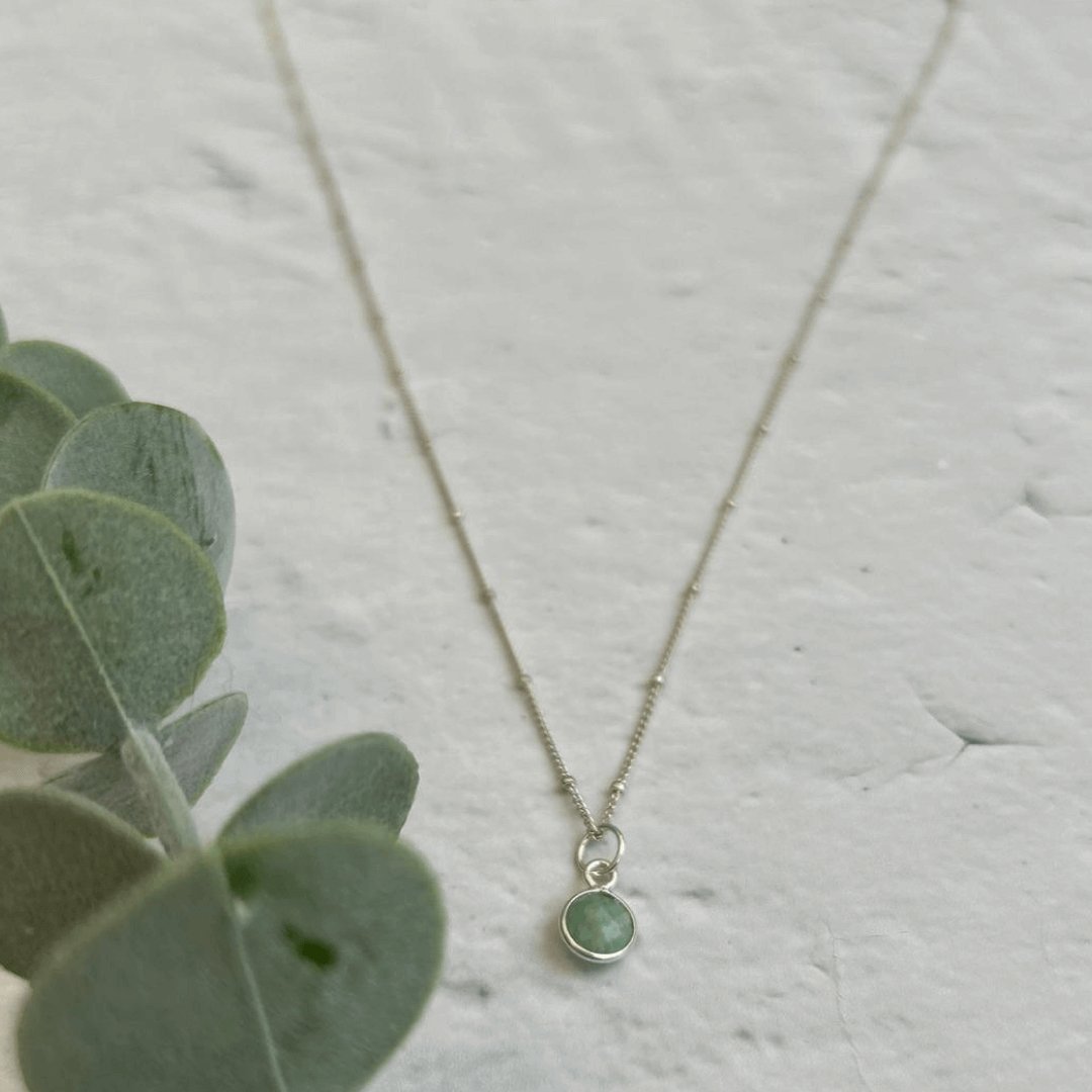 Amazonite Birthstone Necklace in Sterling Silver