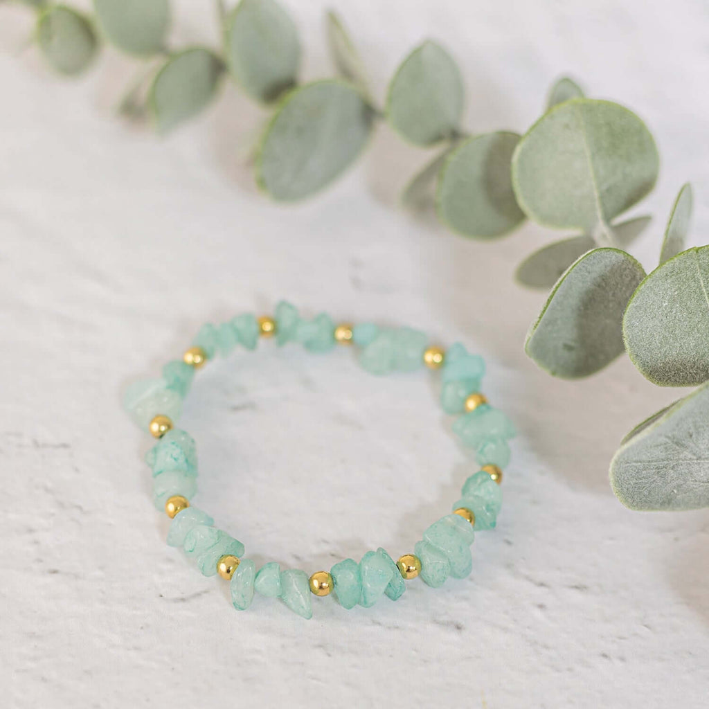 Amazonite Gemstone Bracelet in Sterling Silver or Gold