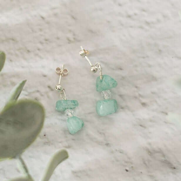 Amazonite Gemstone Earrings in Sterling Silver