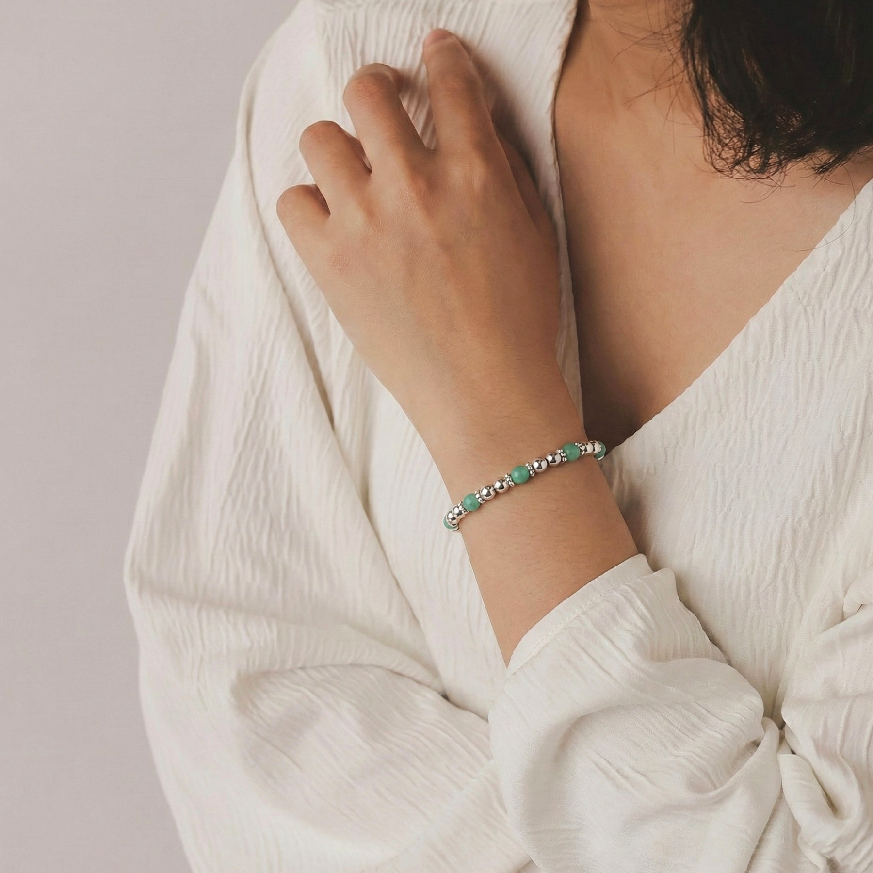 Amazonite Bracelet with Sterling Silver