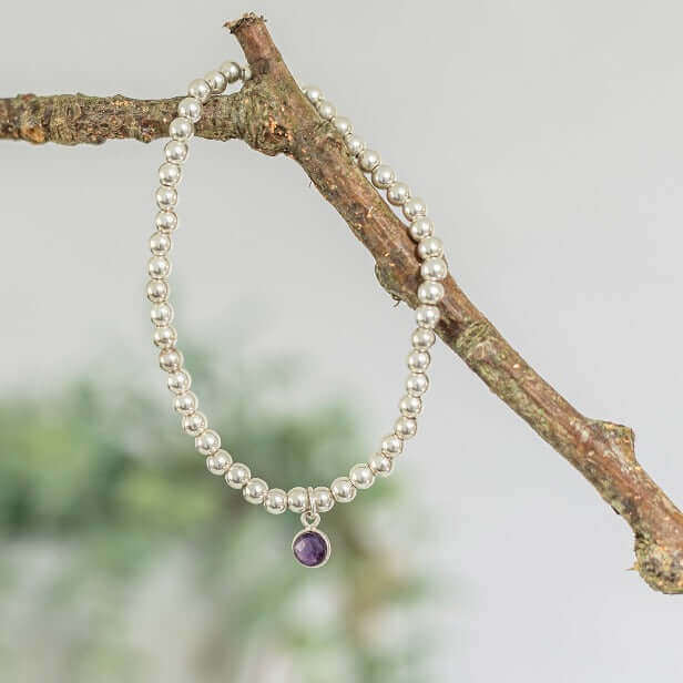 Amethyst February Birthstone Bracelet in Sterling Silver