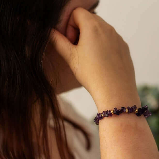 Handmade Amethyst Crystal Bracelet in Sterling Silver or Gold