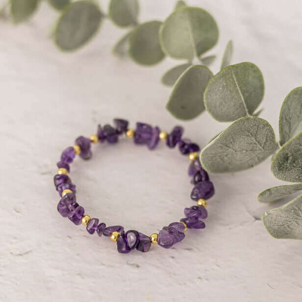 Handmade Amethyst Crystal Bracelet in Sterling Silver or Gold