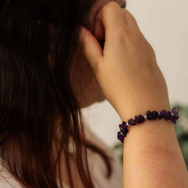 Handmade Amethyst Crystal Bracelet in Sterling Silver or Gold