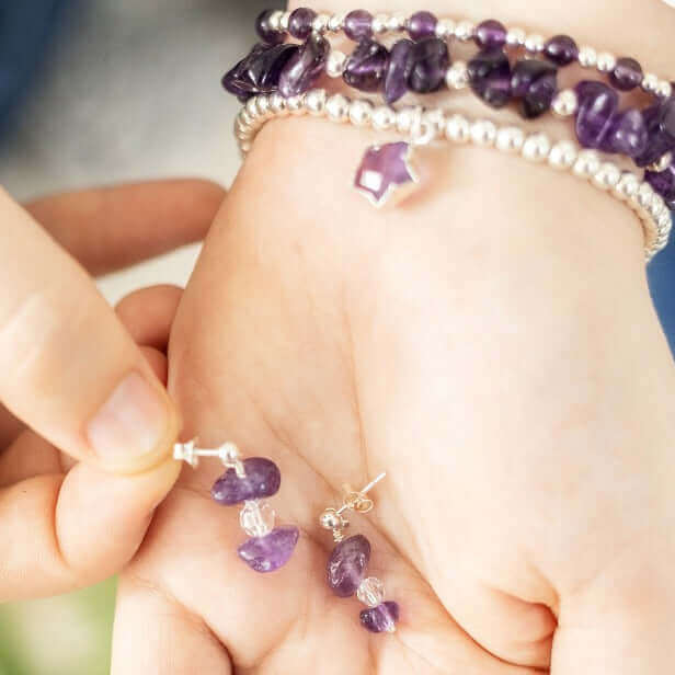 Amethyst and Silver Earrings