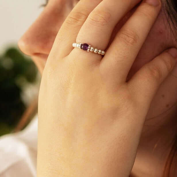 Amethyst Gemstone Ring in Sterling Silver