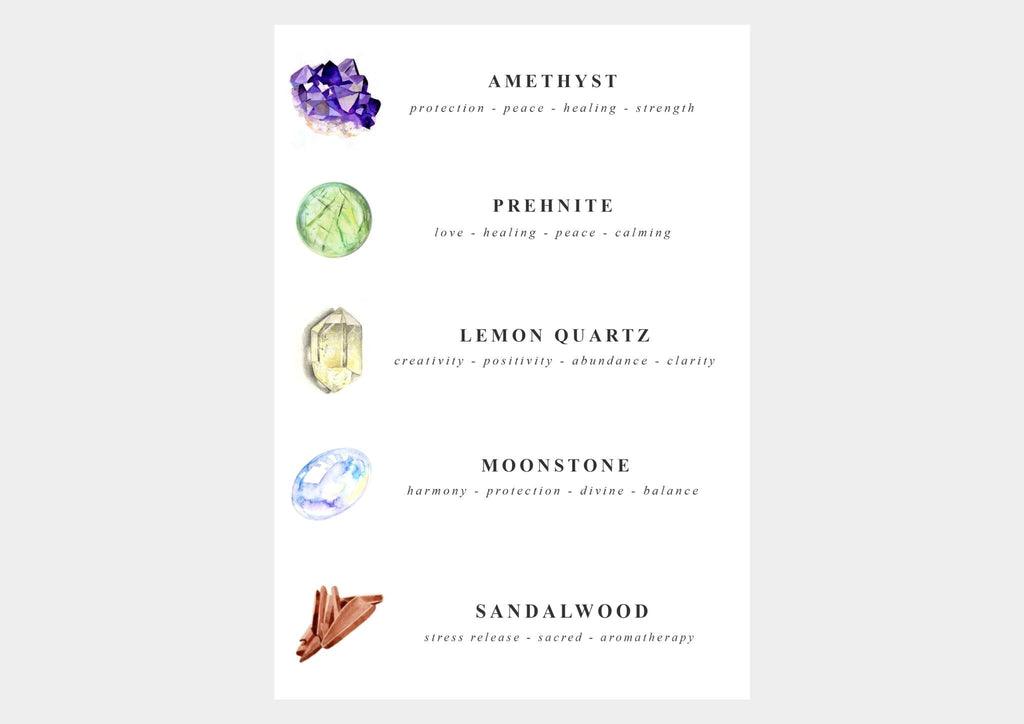 Amethyst Mala Bracelet with Lemon Quartz and Moonstone