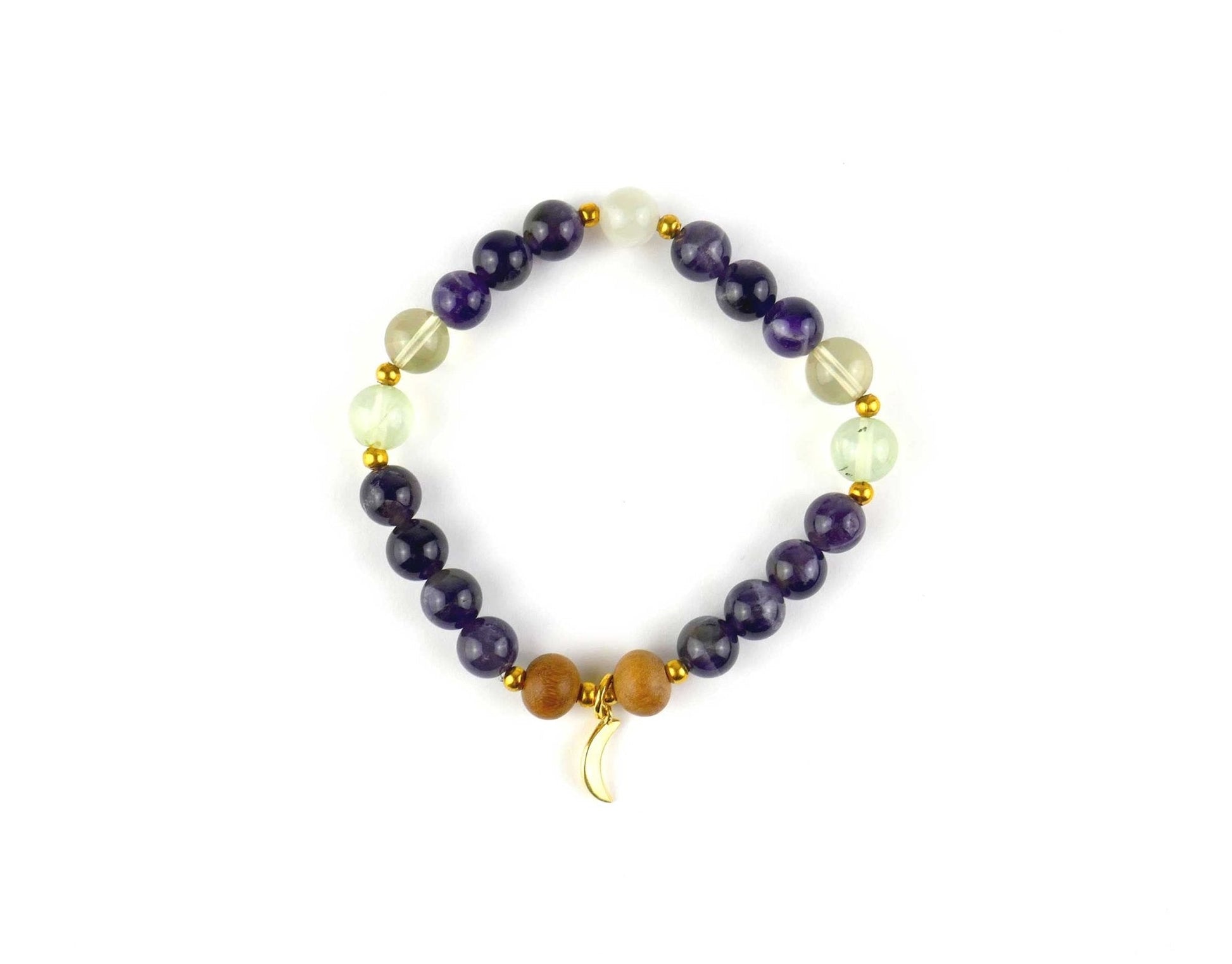 Amethyst Mala Bracelet with Lemon Quartz and Moonstone
