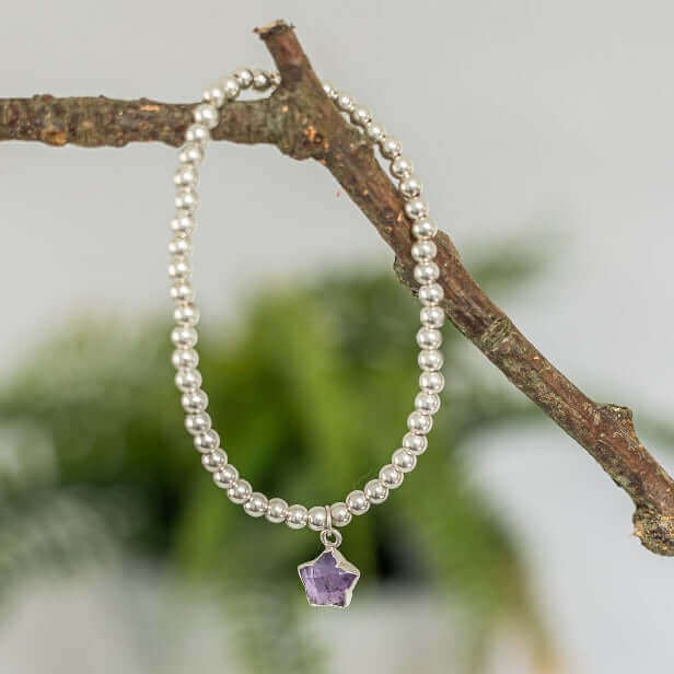 Amethyst Star Charm Bracelet