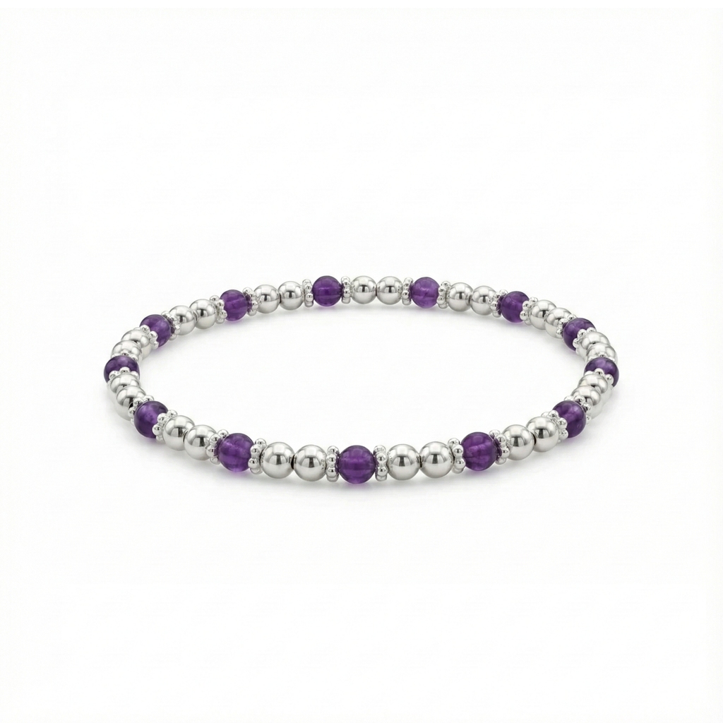 Amethyst Stone Bracelet in Sterling Silver or Gold Filled