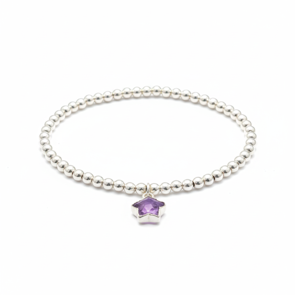 Amethyst Star Charm Bracelet