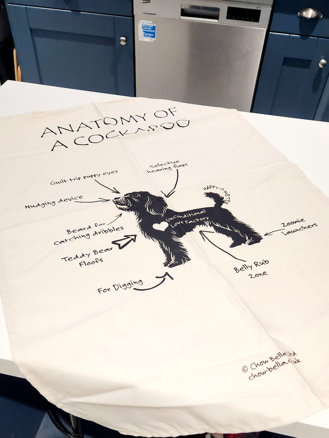 Anatomy of a Cockapoo Tea Towel – Fairtrade Organic Cotton Dog Lover Gift UK