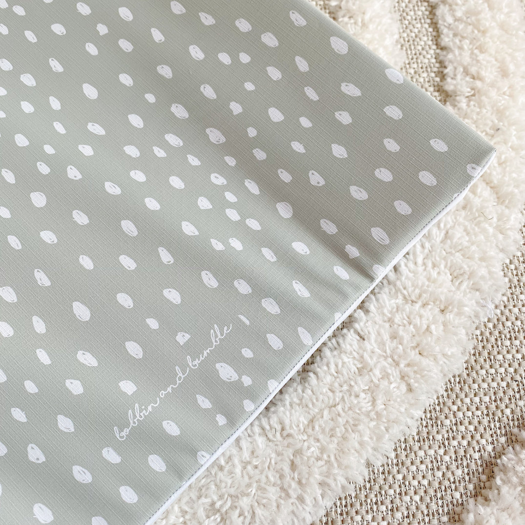 Anti-Roll Wedge Changing Mat - Sage Green Spotty Print