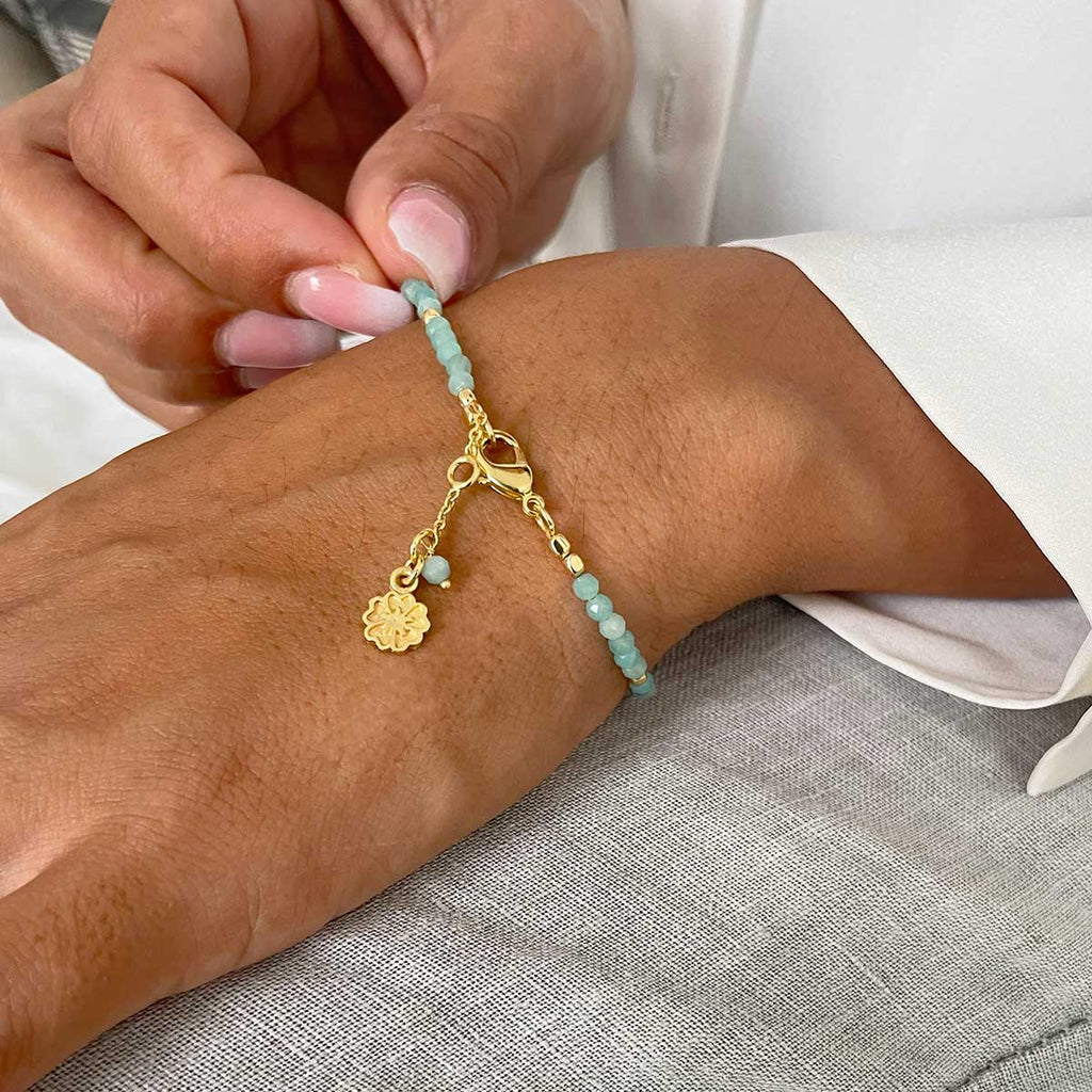 Malachite and Gold Bead Bracelet Handcrafted