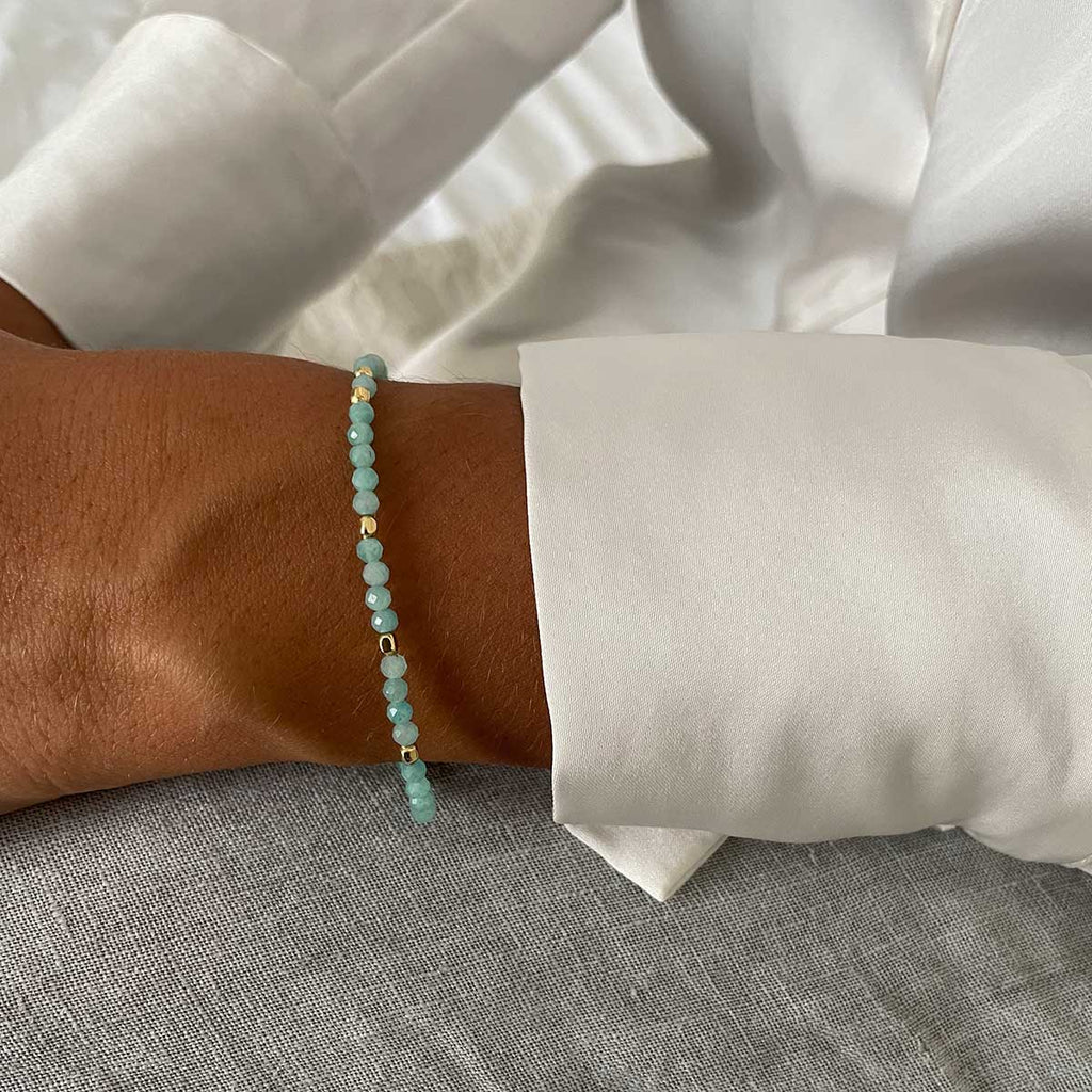 Amazonite and Gold Bead Bracelet