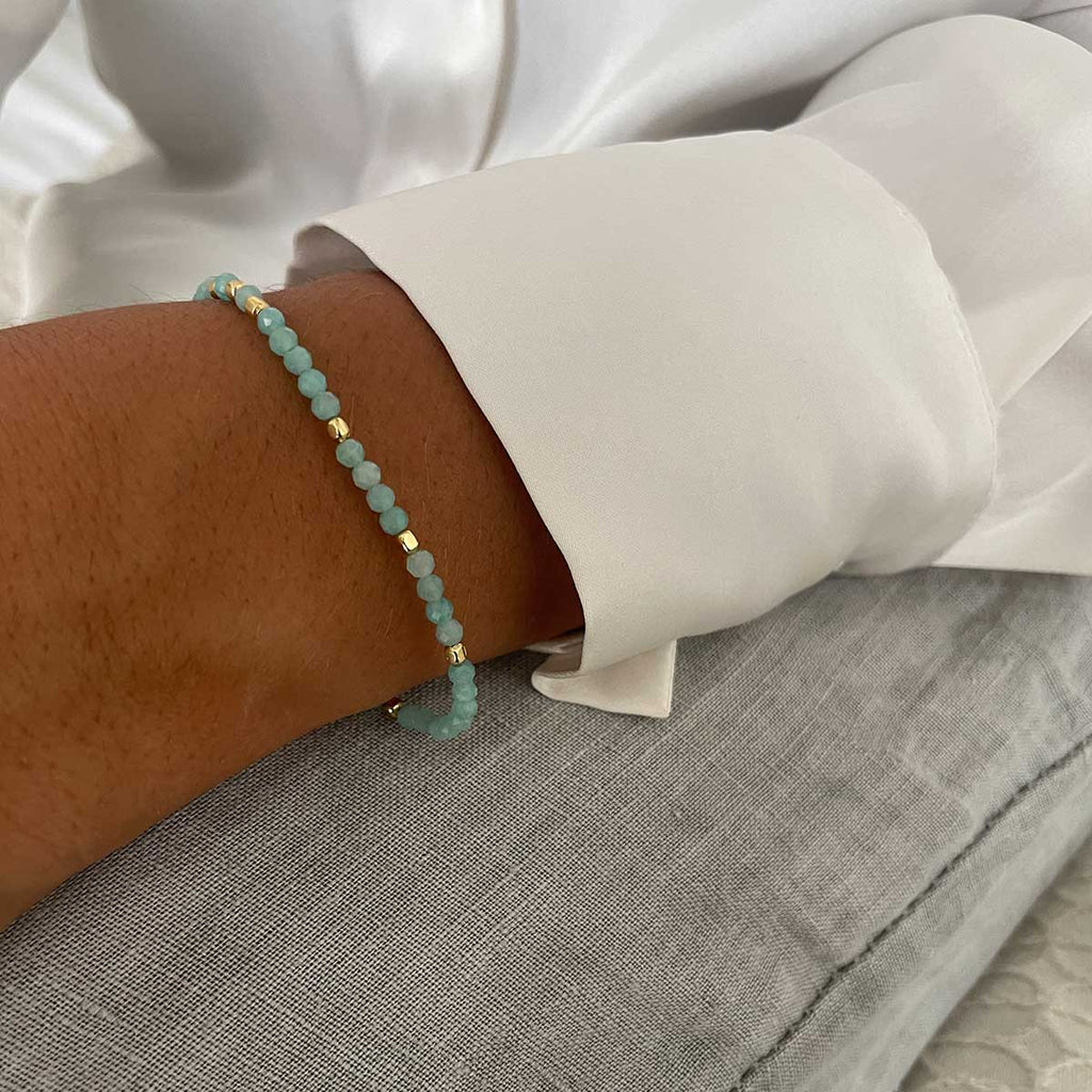 Malachite and Gold Bead Bracelet Handcrafted